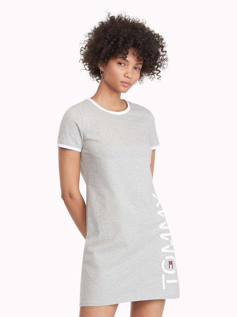 Női Tommy Hilfiger Tommy T-Shirt Dresses Szürke | HU 135ILH